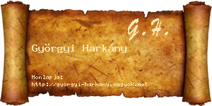 Györgyi Harkány névjegykártya